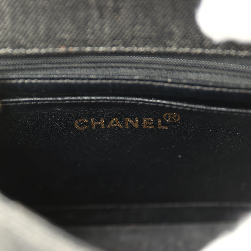 New Chanel Mini Square Flap Bag Black Denim Gold Hardware
