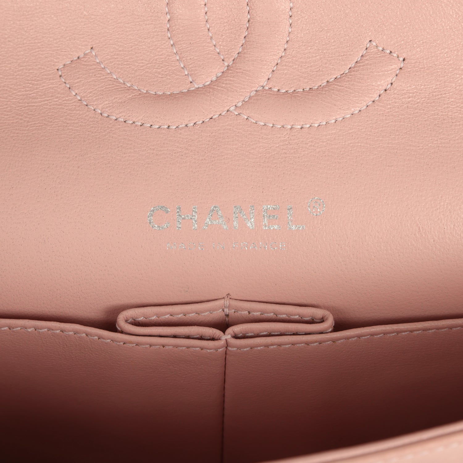 New Chanel Medium Classic Double Flap Bag Light Pink and White Tweed Silver Hardware
