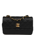 New Chanel Mini Rectangular Flap Bag Black Satin Gold Hardware