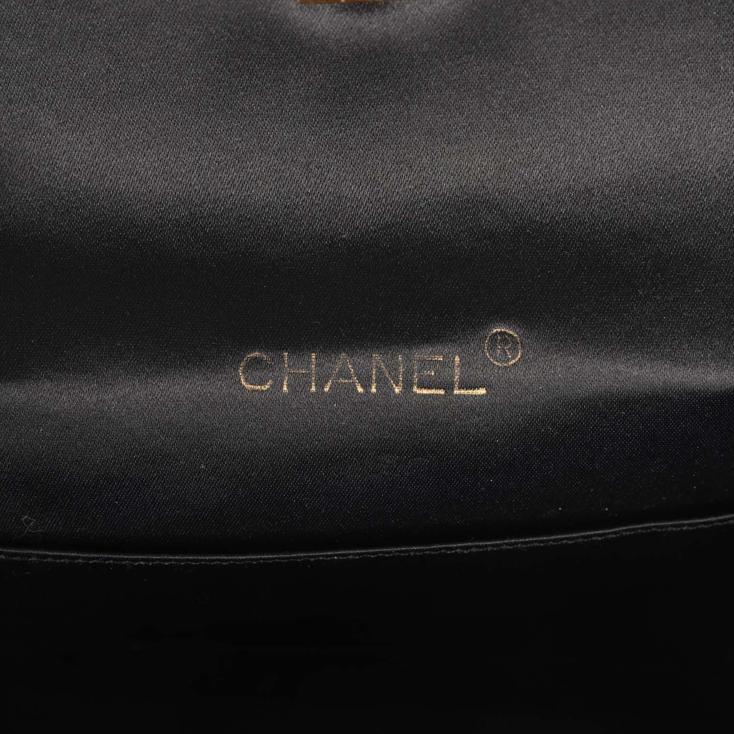 New Chanel Mini Rectangular Flap Bag Black Satin Gold Hardware