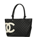 New Chanel Large Cambon Ligne Tote Black Calfskin Silver Hardware