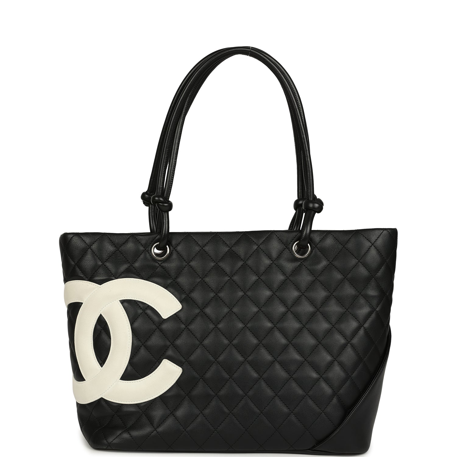 New Chanel Large Cambon Ligne Tote Black Calfskin Silver Hardware