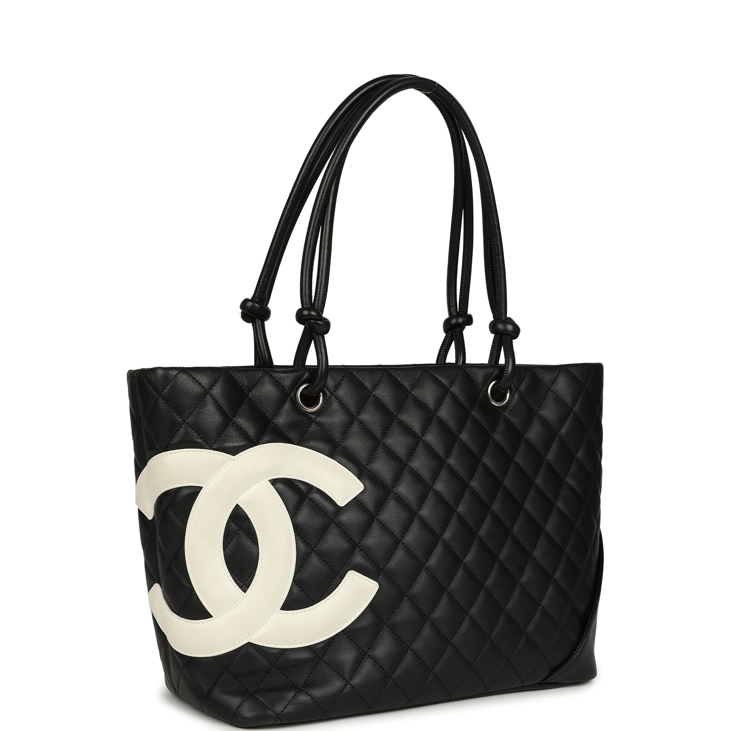 New Chanel Large Cambon Ligne Tote Black Calfskin Silver Hardware