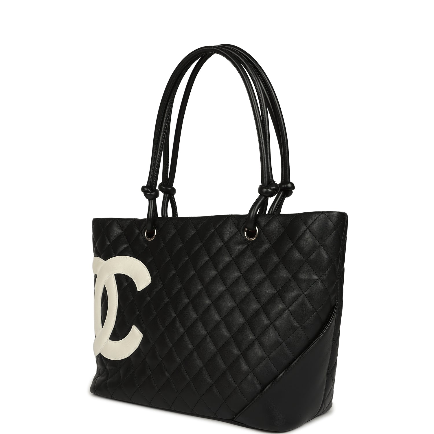 New Chanel Large Cambon Ligne Tote Black Calfskin Silver Hardware