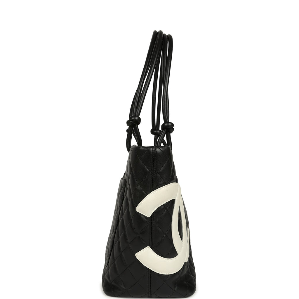 Vintage Chanel Large Cambon Ligne Tote Black Calfskin Silver Hardware