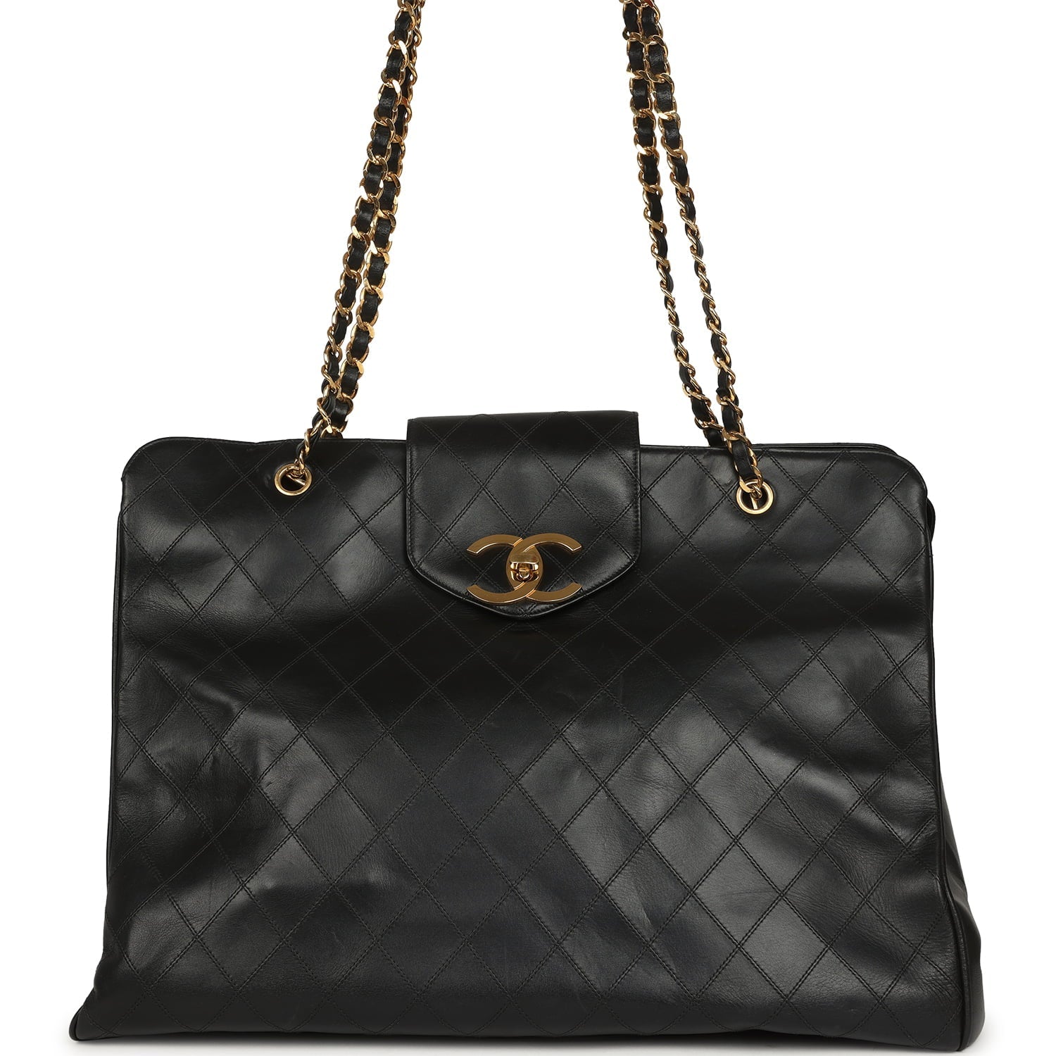 New Chanel XL Supermodel Tote Bag Black Calfskin Gold Hardware