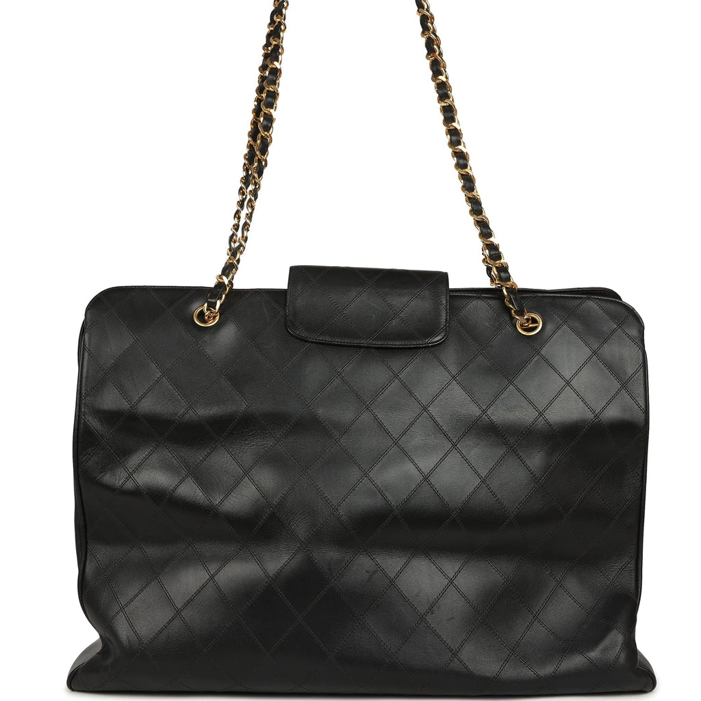 New Chanel XL Supermodel Tote Bag Black Calfskin Gold Hardware