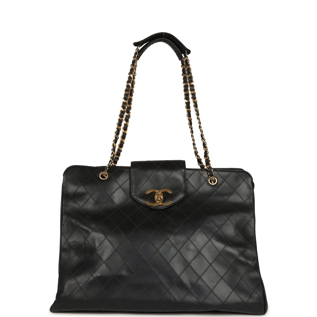 New Chanel XL Supermodel Tote Bag Black Calfskin Gold Hardware