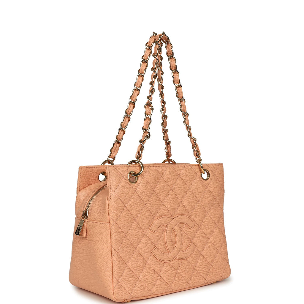 New Chanel Petite Timeless CC Shopping Tote Pink Caviar Gold Hardware