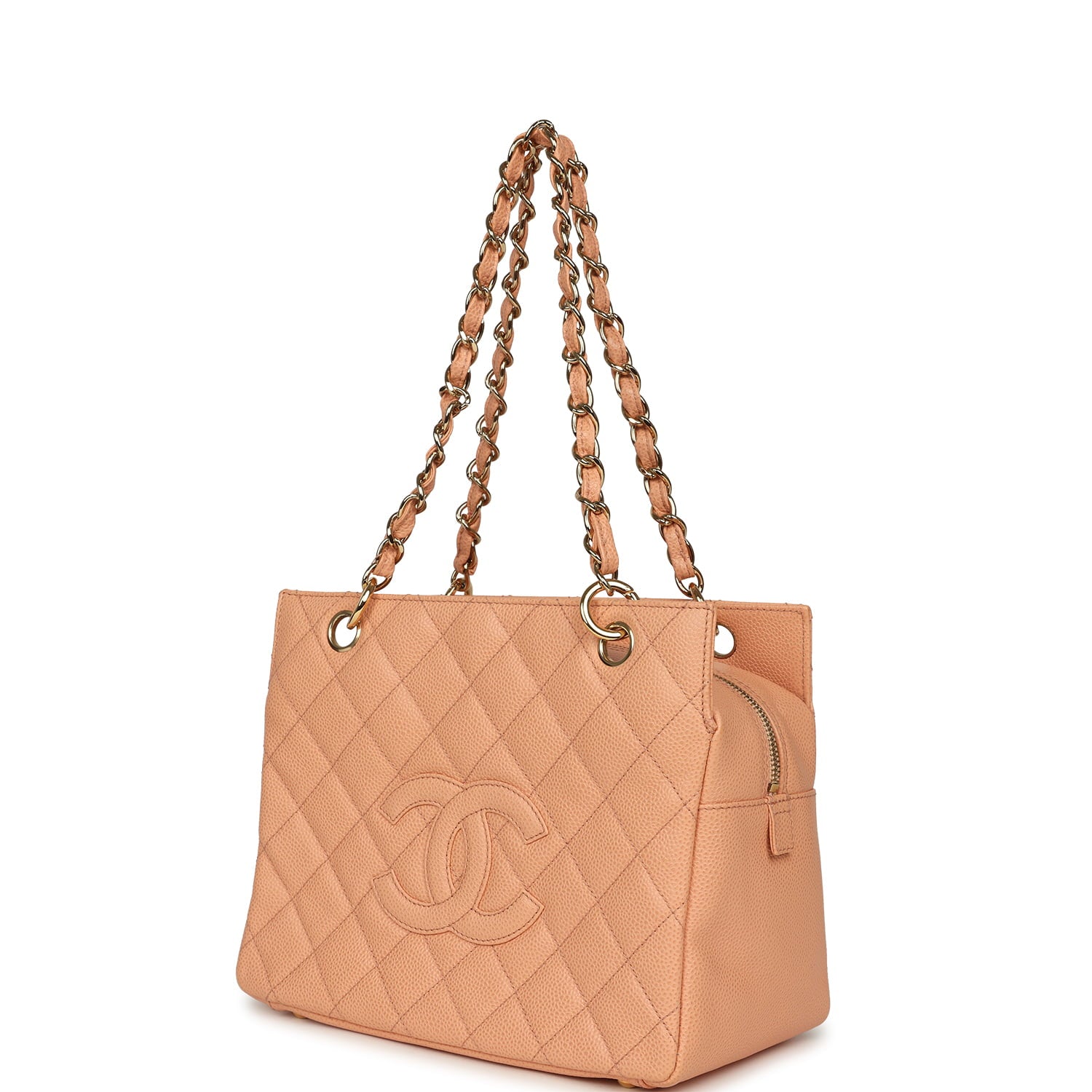 New Chanel Petite Timeless CC Shopping Tote Pink Caviar Gold Hardware