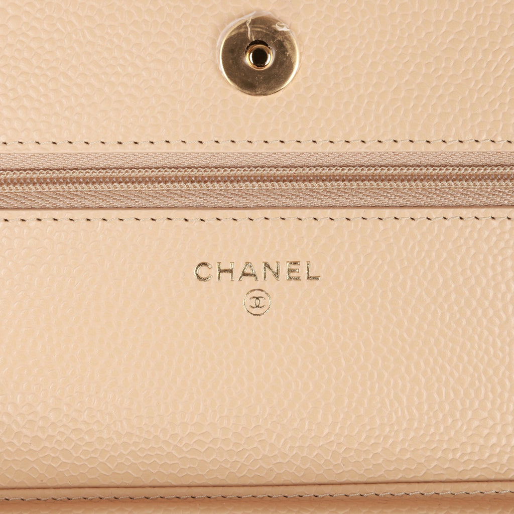 Chanel Wallet on Chain WOC Beige Caviar Gold Hardware
