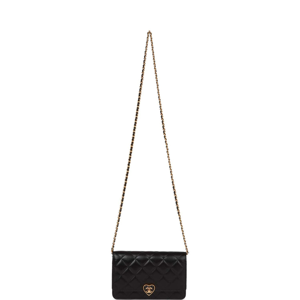 Chanel Heart Wallet on Chain WOC Black Lambskin Antique Gold Hardware