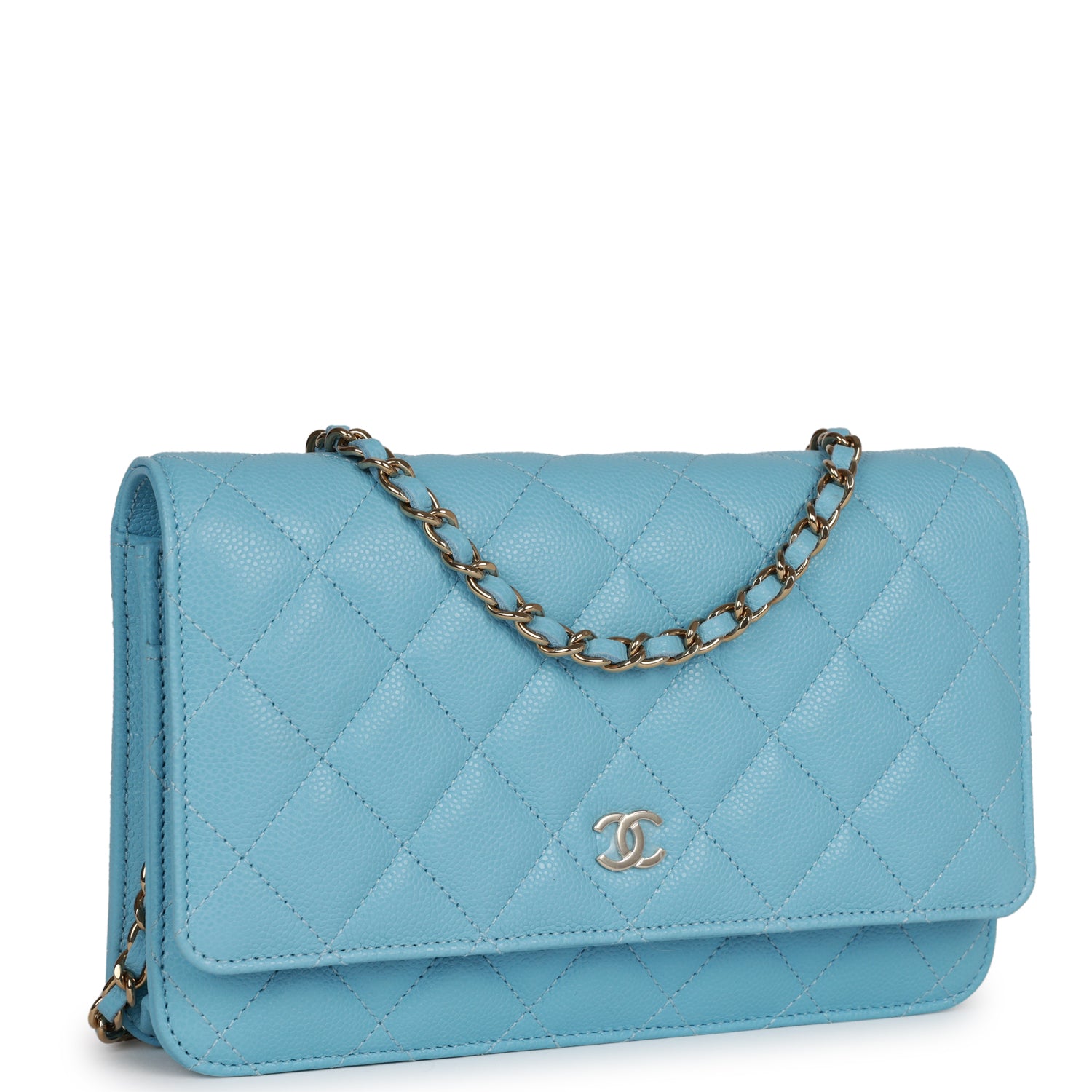 Chanel Wallet on Chain WOC Blue Caviar Light Gold Hardware