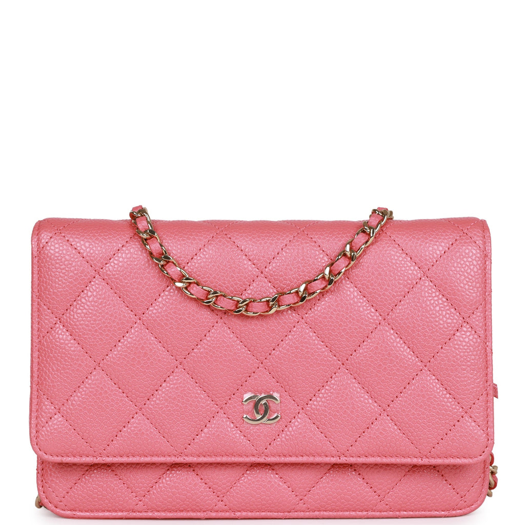 Pre-owned Chanel Wallet on Chain WOC Pink Caviar Light Gold Hardware