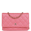 Pre-owned Chanel Wallet on Chain WOC Pink Caviar Light Gold Hardware