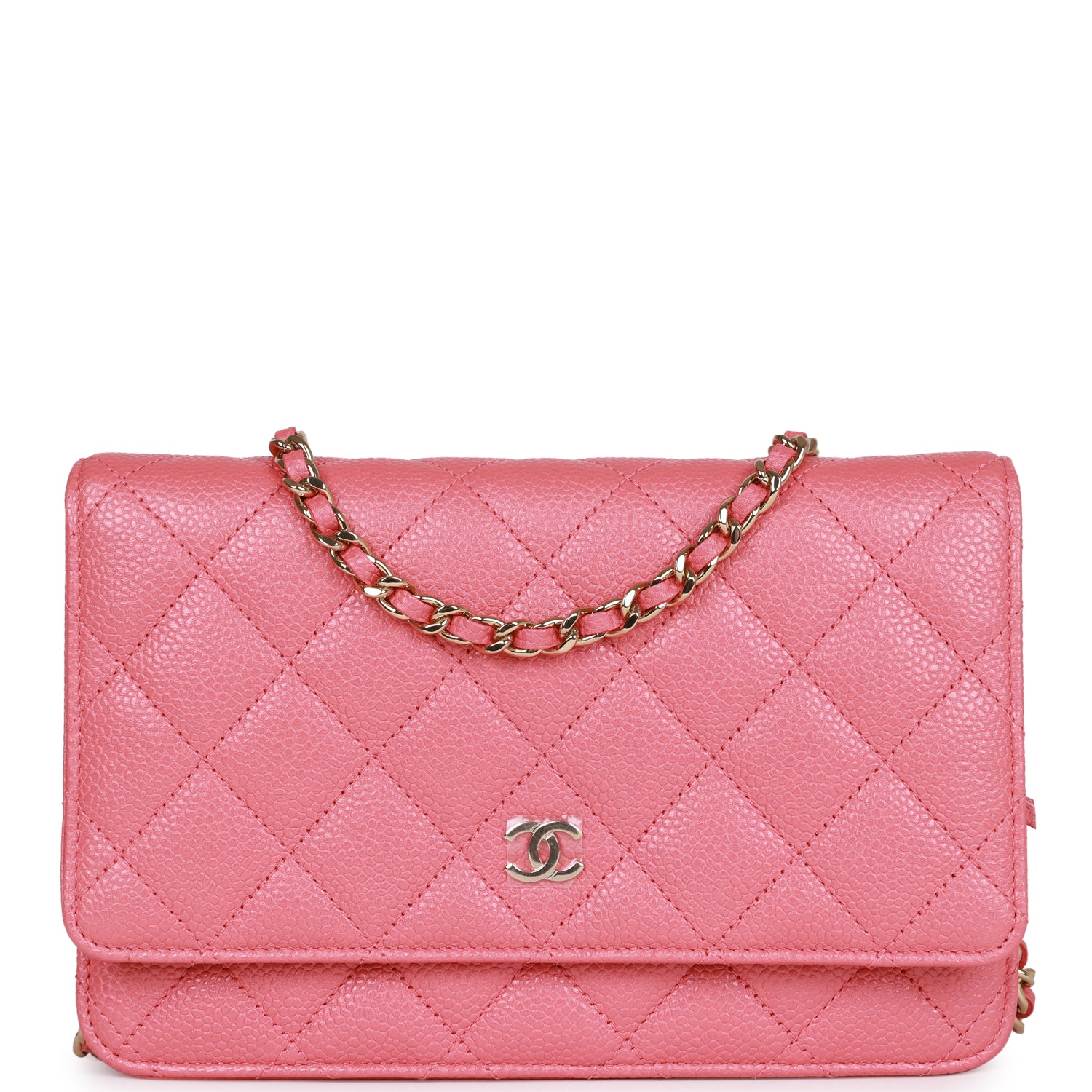 Pre-owned Chanel Wallet on Chain WOC Pink Caviar Light Gold Hardware