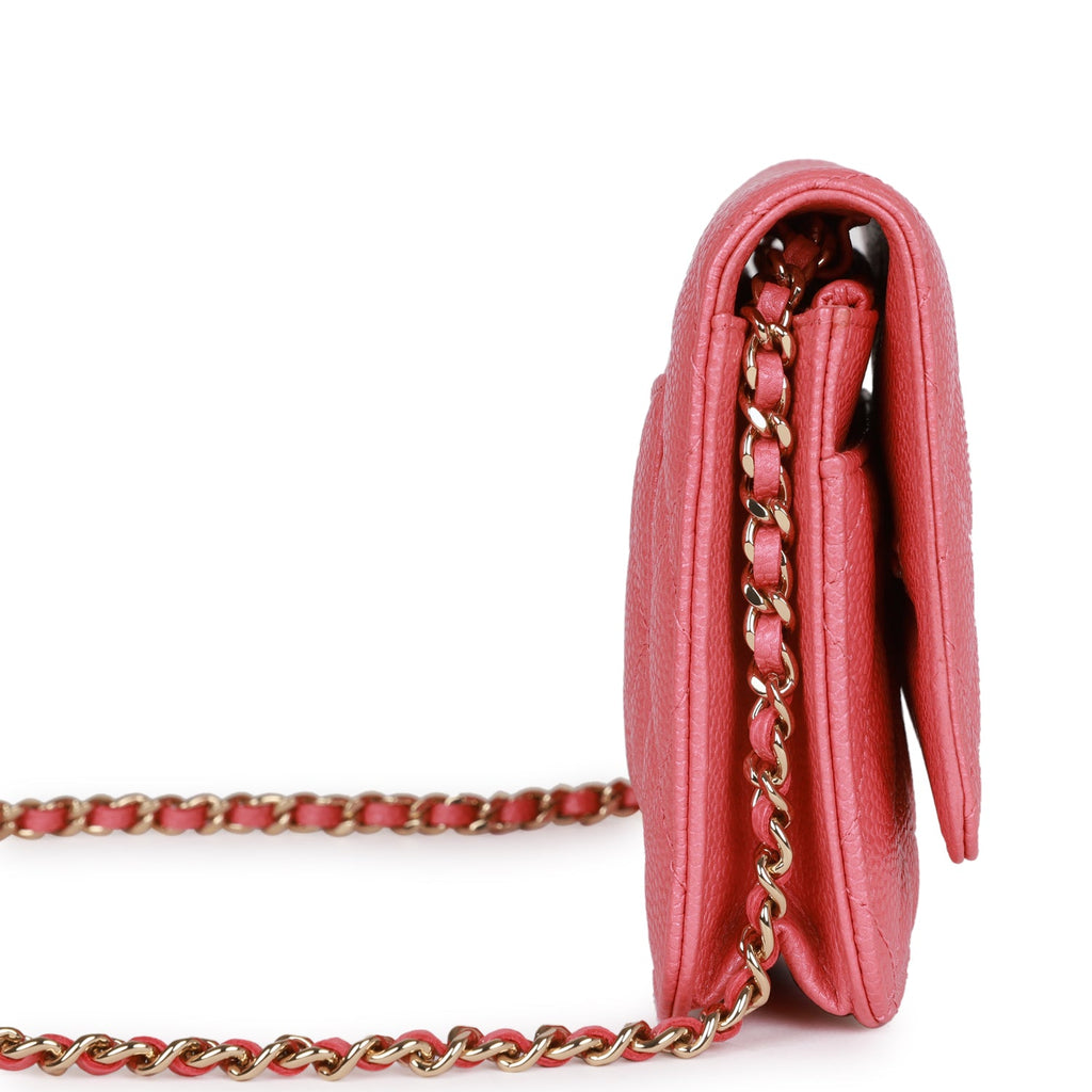 Pre-owned Chanel Wallet on Chain WOC Pink Caviar Light Gold Hardware