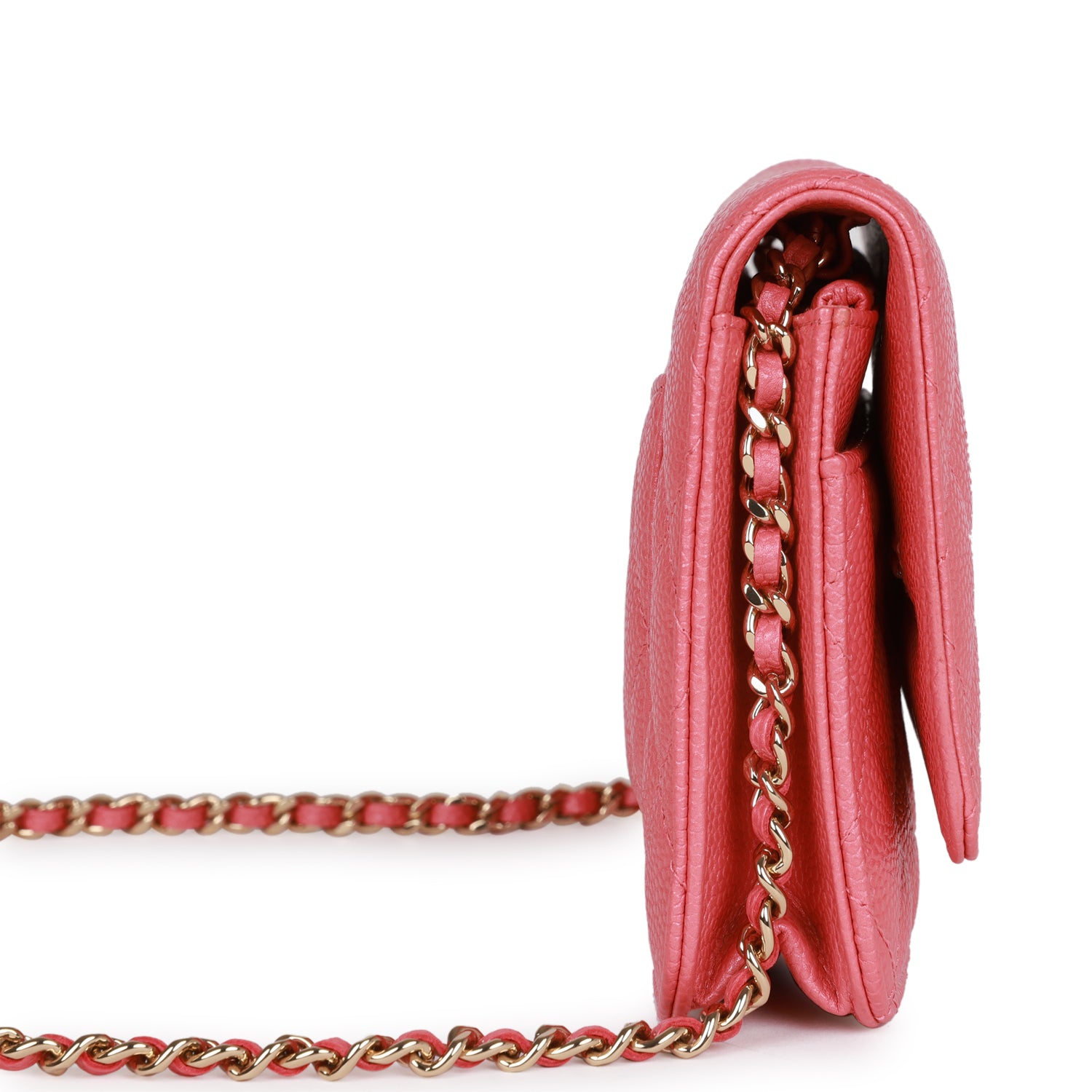 Pre-owned Chanel Wallet on Chain WOC Pink Caviar Light Gold Hardware