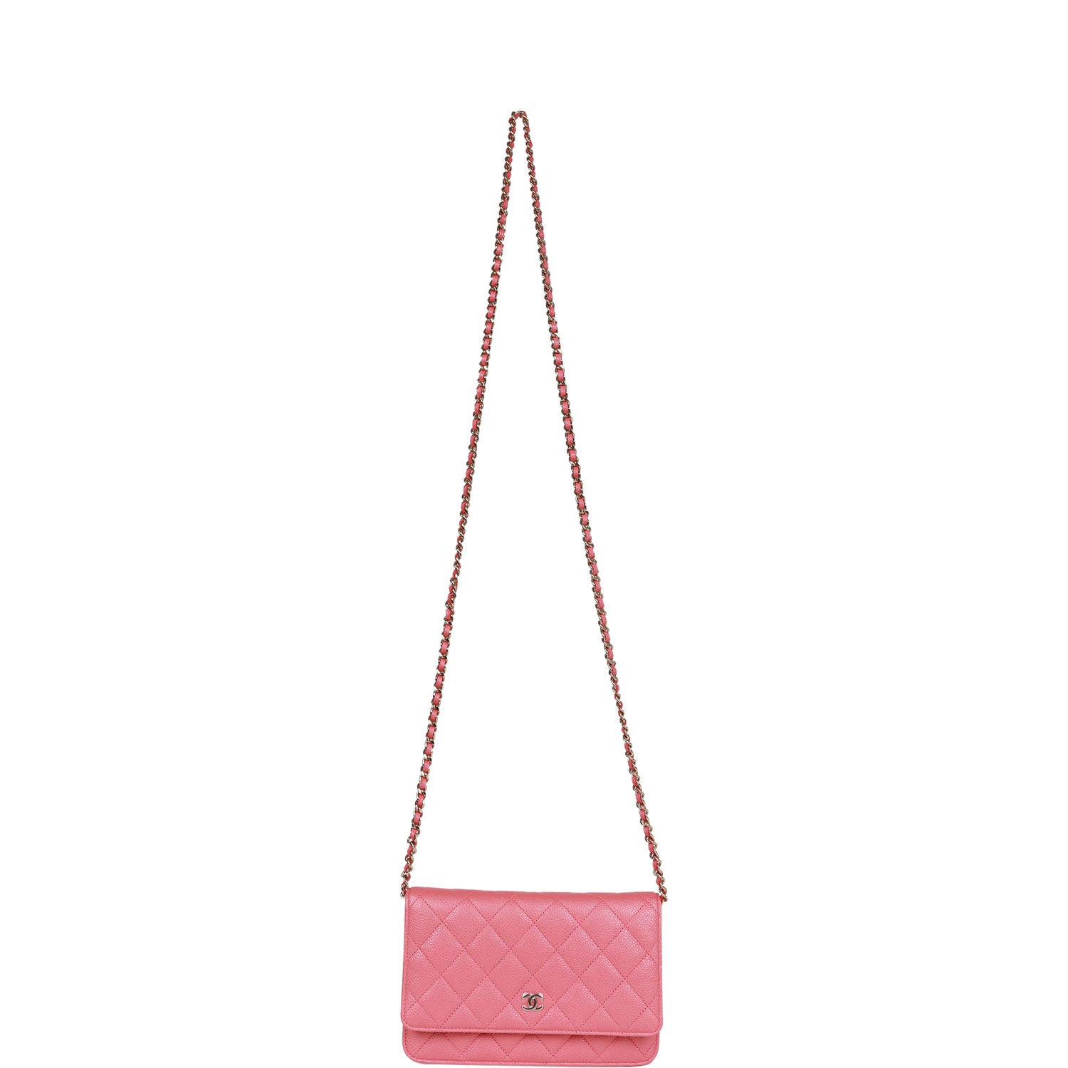 Pre-owned Chanel Wallet on Chain WOC Pink Caviar Light Gold Hardware