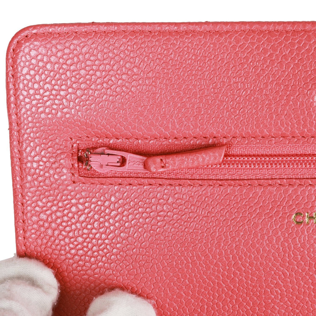 Pre-owned Chanel Wallet on Chain WOC Pink Caviar Light Gold Hardware