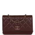 Chanel Wallet on Chain WOC Burgundy Caviar Light Gold Hardware