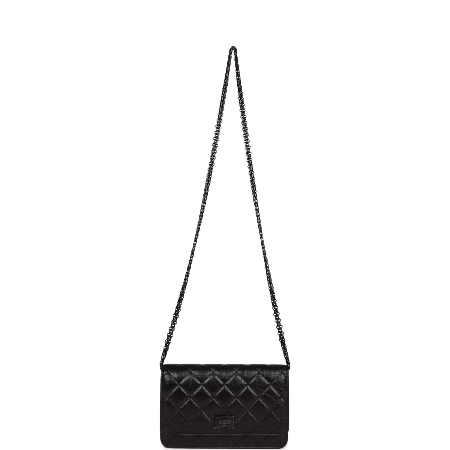 Chanel Reissue Wallet On Chain WOC So Black Aged Calfskin Black Hardware