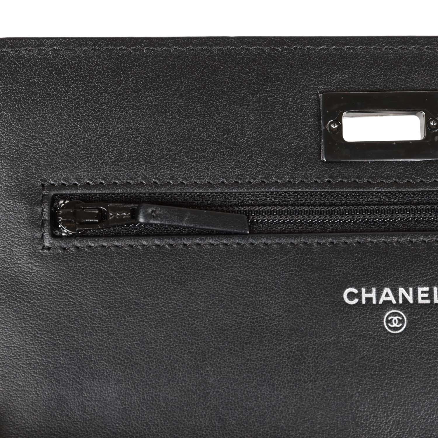 Chanel Reissue Wallet On Chain WOC So Black Aged Calfskin Black Hardware