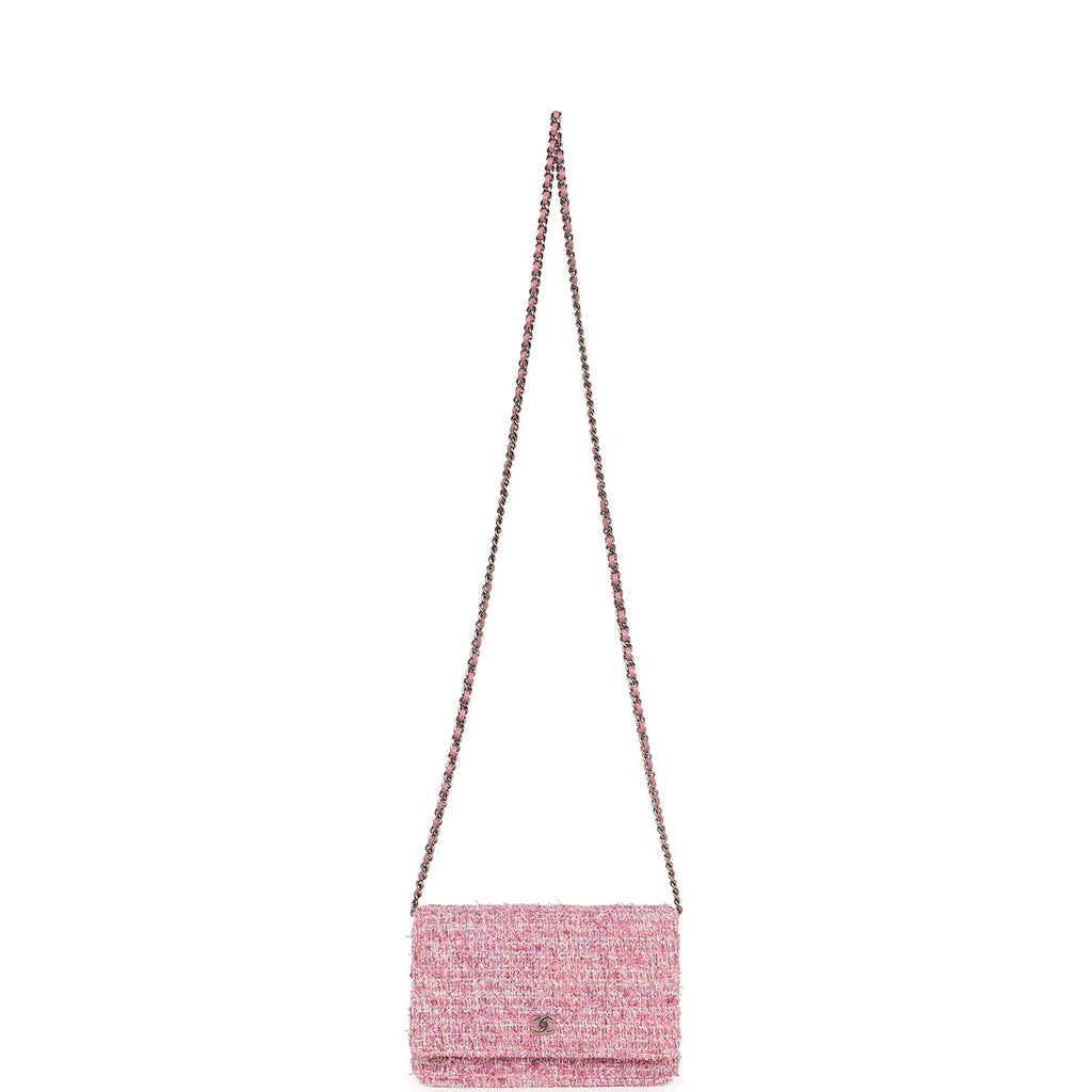 Chanel Classic Wallet On Chain WOC Pink Multicolored Tweed Gold Hardware