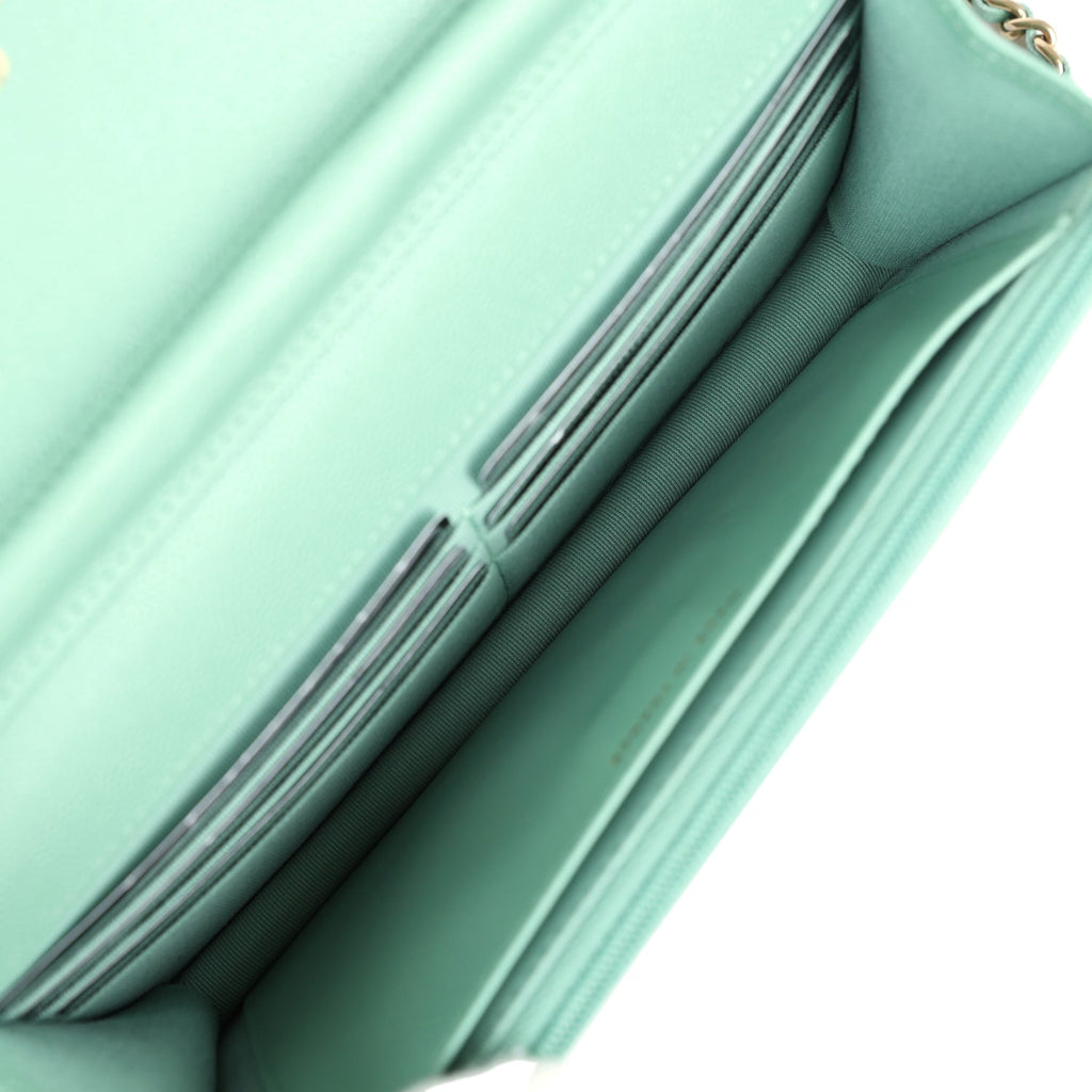 Chanel Wallet On Chain WOC Light Green Caviar Light Gold Hardware