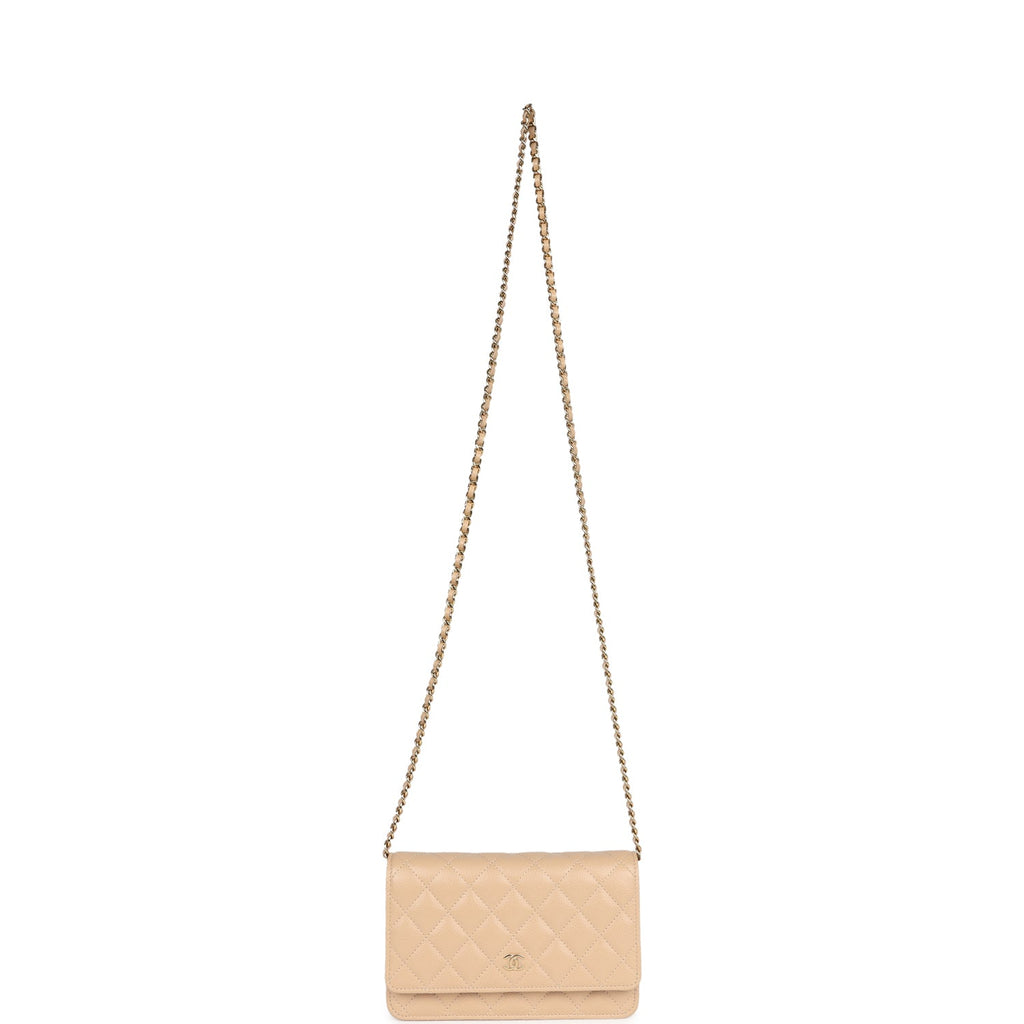 Chanel Wallet On Chain WOC Light Beige Caviar Gold Hardware