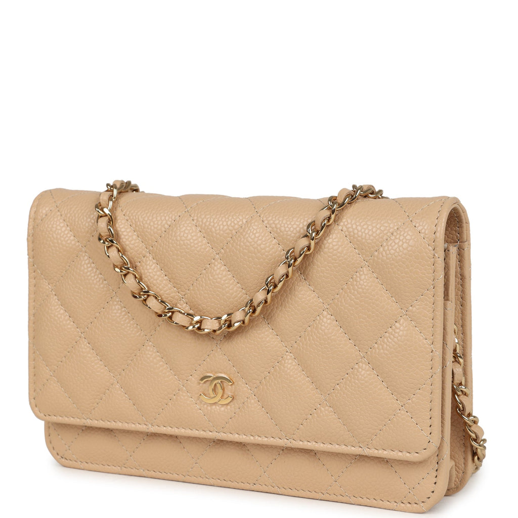 Chanel Wallet On Chain WOC Light Beige Caviar Gold Hardware
