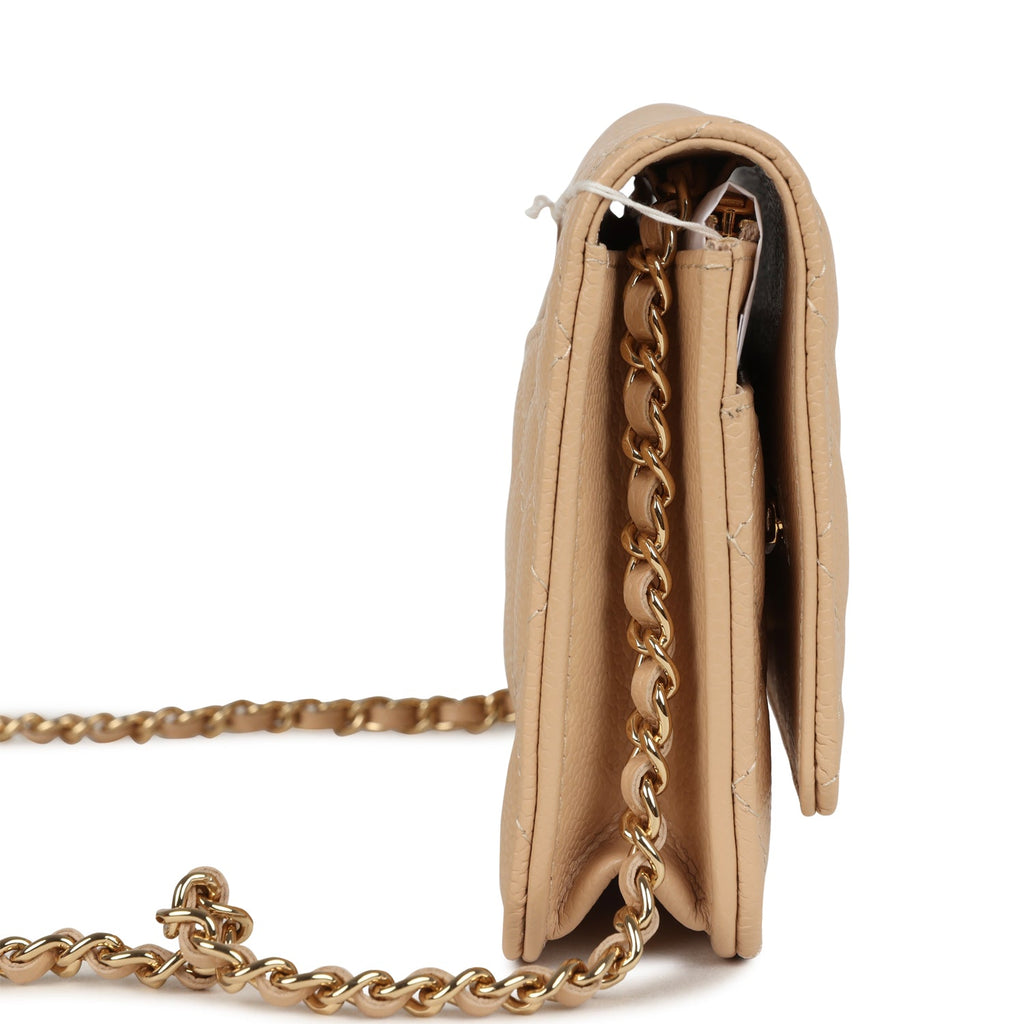 Chanel Wallet On Chain WOC Light Beige Caviar Gold Hardware