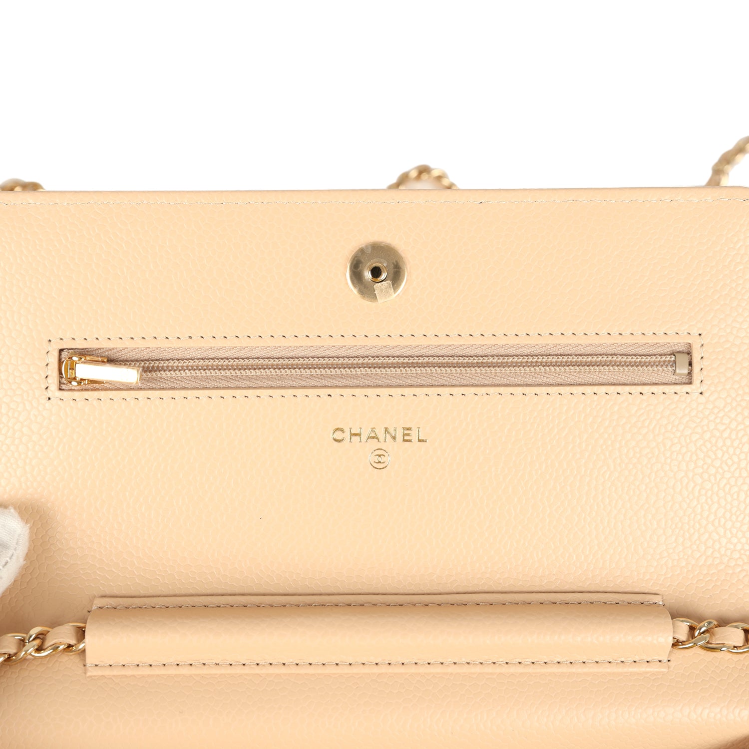 Chanel Wallet On Chain WOC Light Beige Caviar Gold Hardware