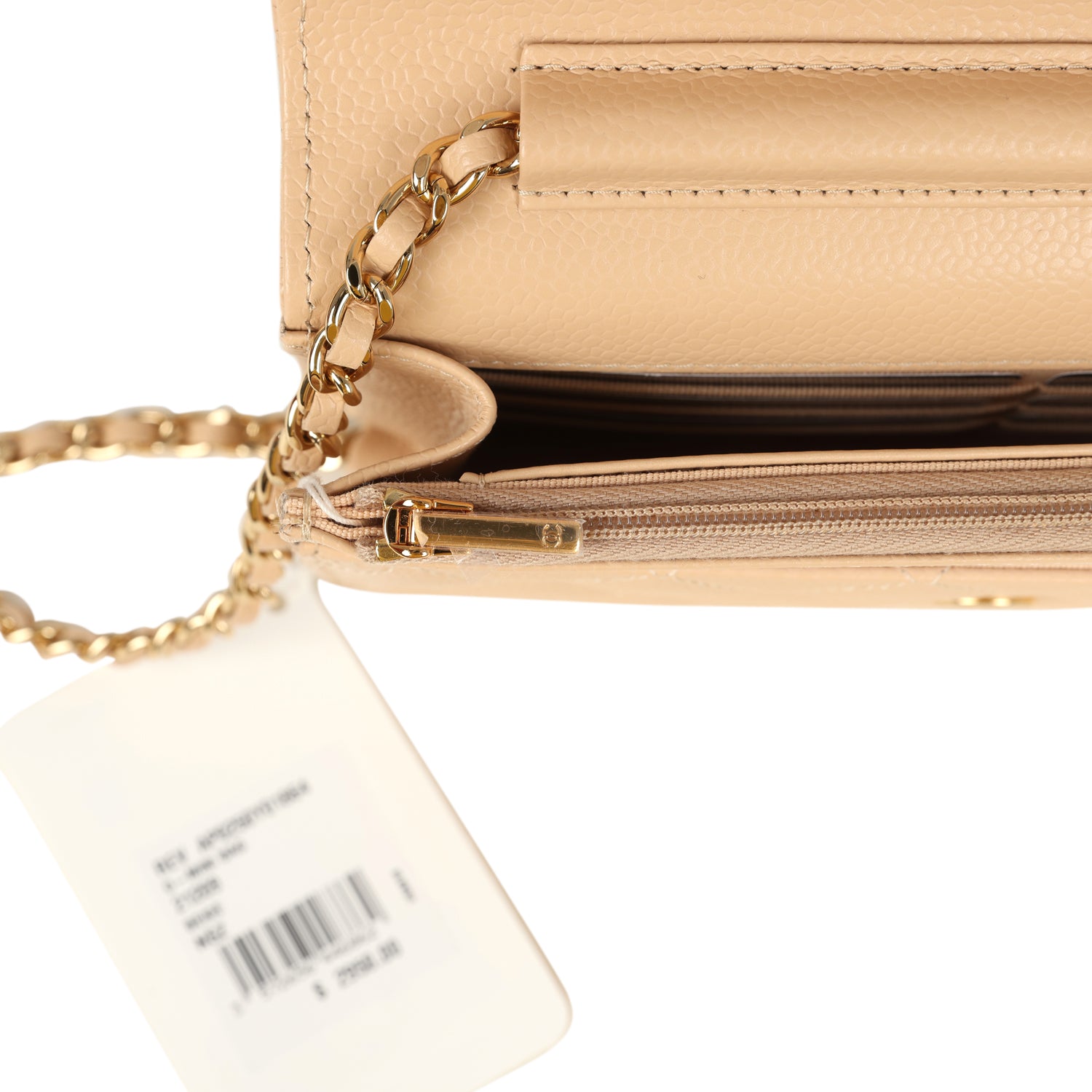 Chanel Wallet On Chain WOC Light Beige Caviar Gold Hardware