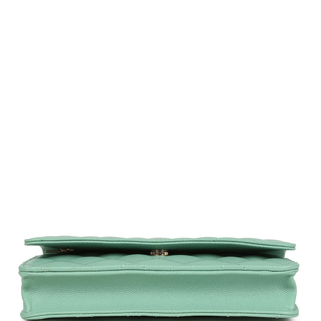 Chanel Wallet On Chain WOC Light Green Caviar Light Gold Hardware