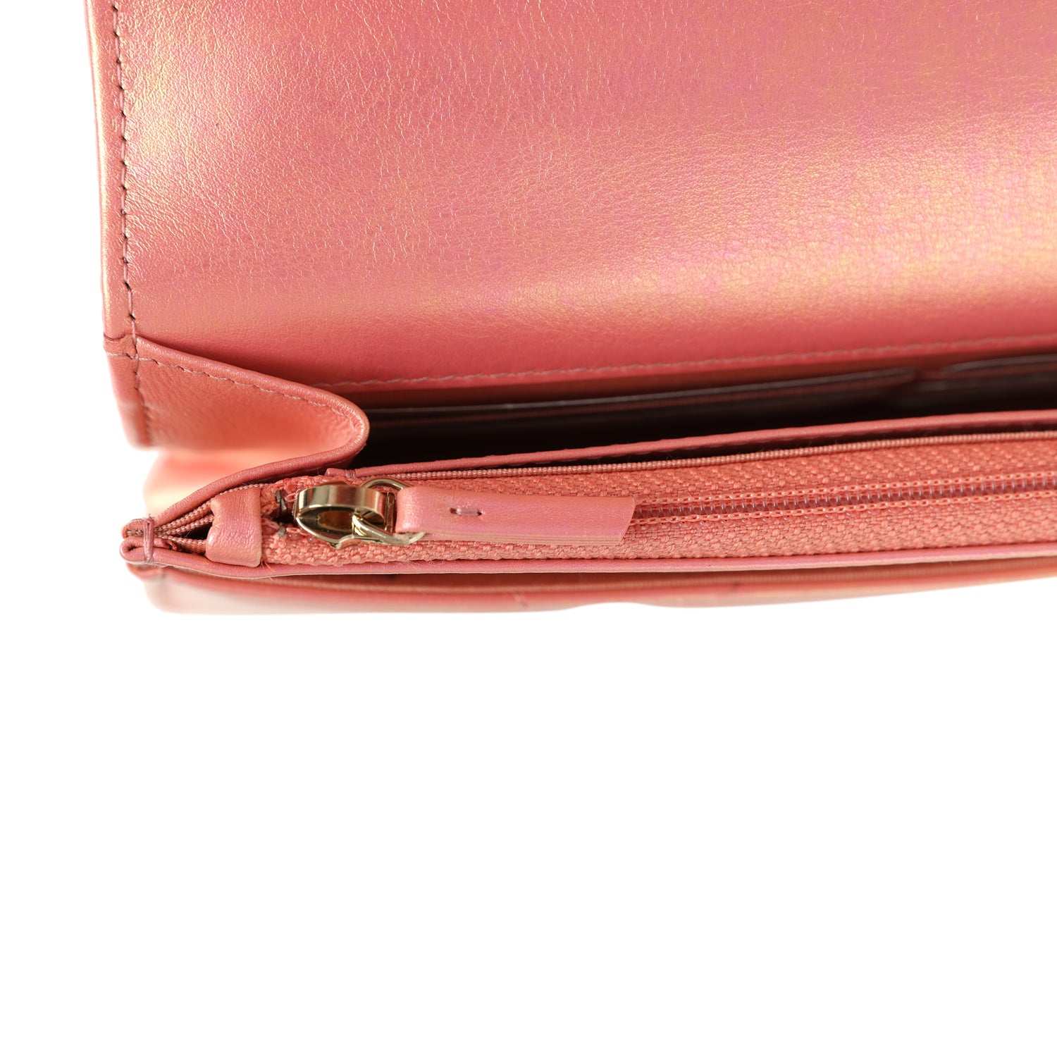 Chanel 19 Wallet On Chain WOC Pink Iridescent Shiny Lambskin Mixed Metal Hardware