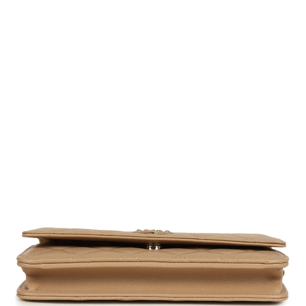 Chanel Wallet On Chain WOC Beige Shiny Caviar Light Gold Hardware