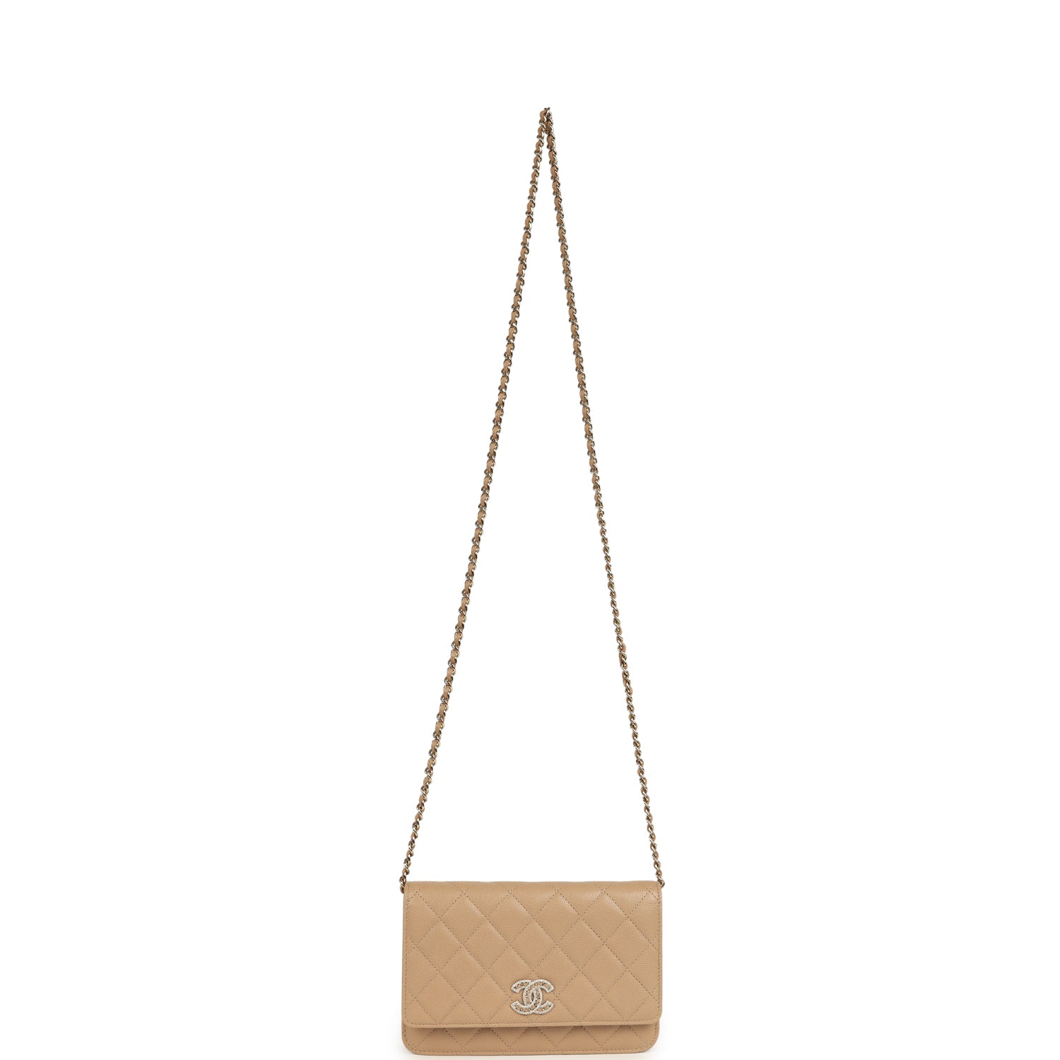 Chanel Wallet On Chain WOC Beige Shiny Caviar Light Gold Hardware
