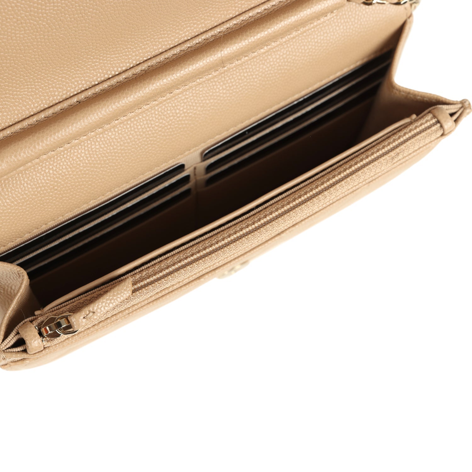Chanel Wallet On Chain WOC Beige Shiny Caviar Light Gold Hardware