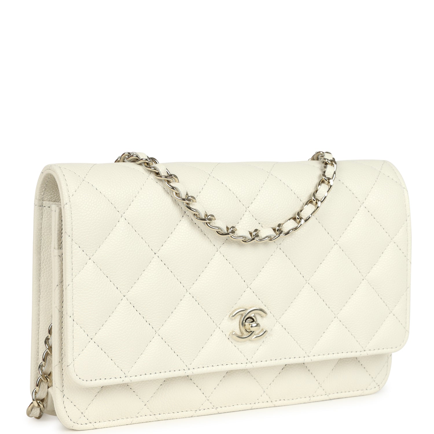 Chanel Wallet On Chain WOC White Caviar Light Gold Hardware