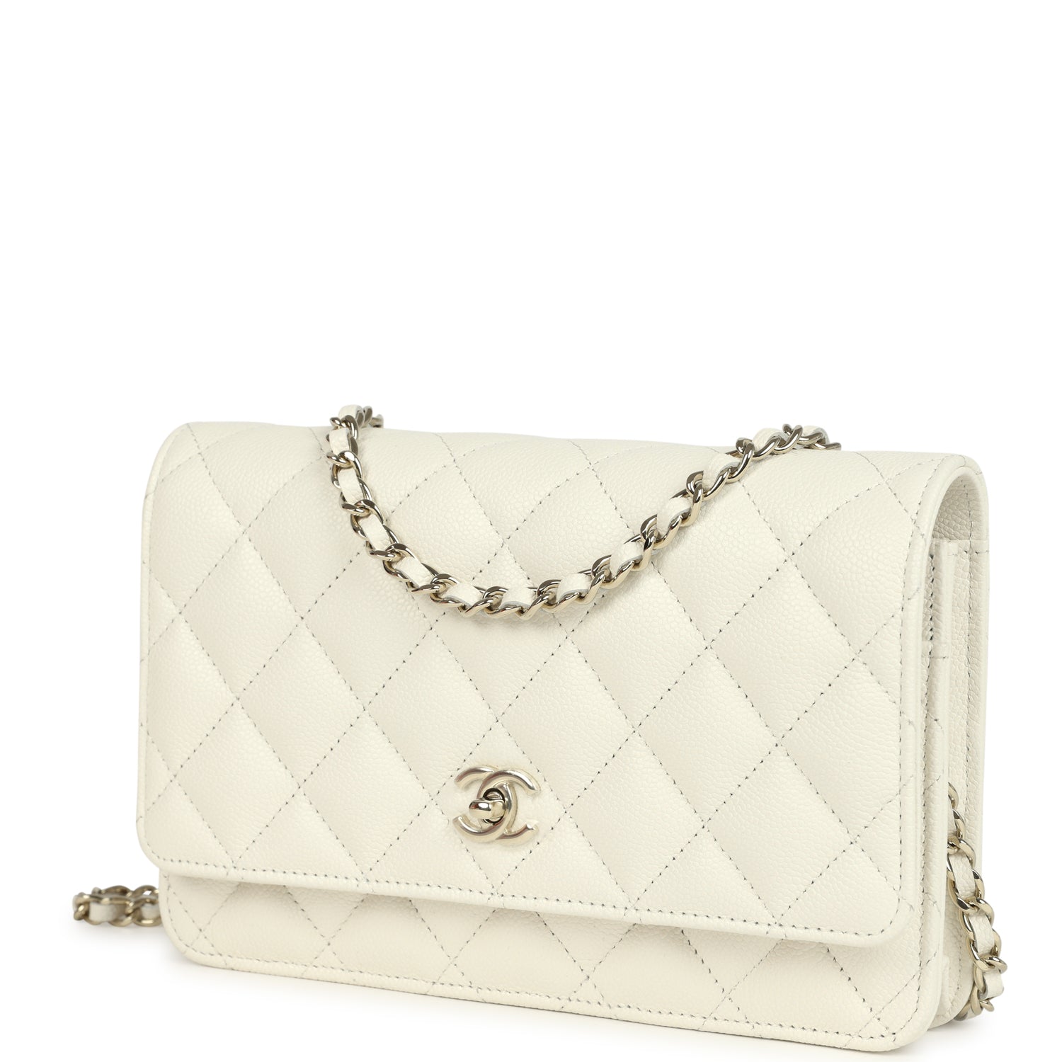 Chanel Wallet On Chain WOC White Caviar Light Gold Hardware