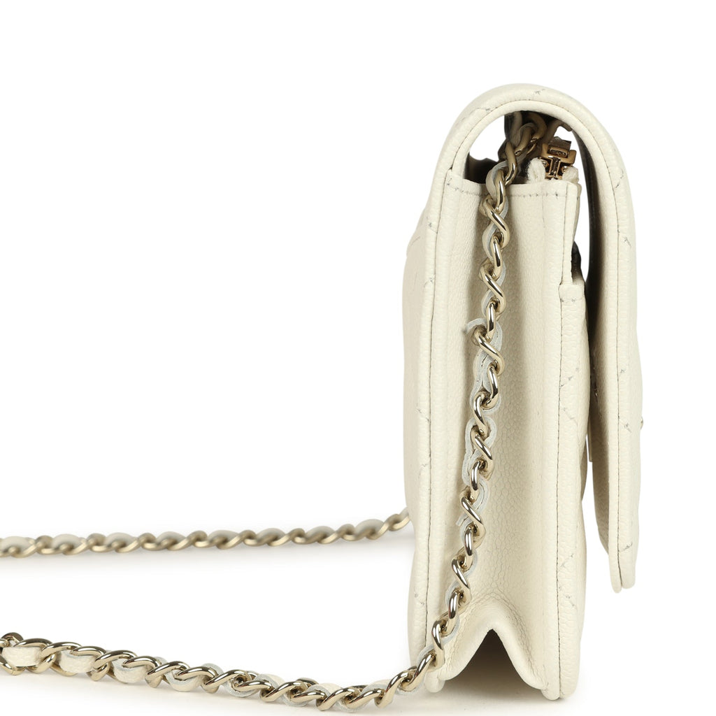 Chanel Wallet On Chain WOC White Caviar Light Gold Hardware