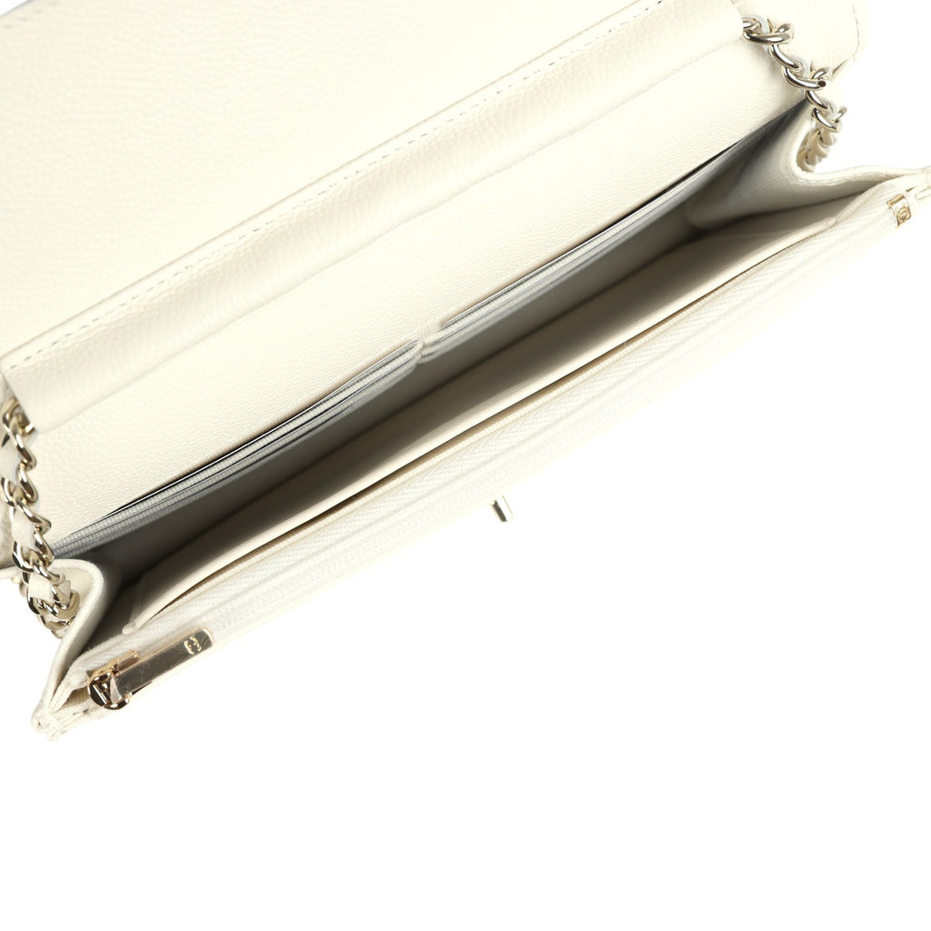 Chanel Wallet On Chain WOC White Caviar Light Gold Hardware