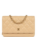 Chanel Wallet On Chain WOC Beige Caviar Gold Hardware