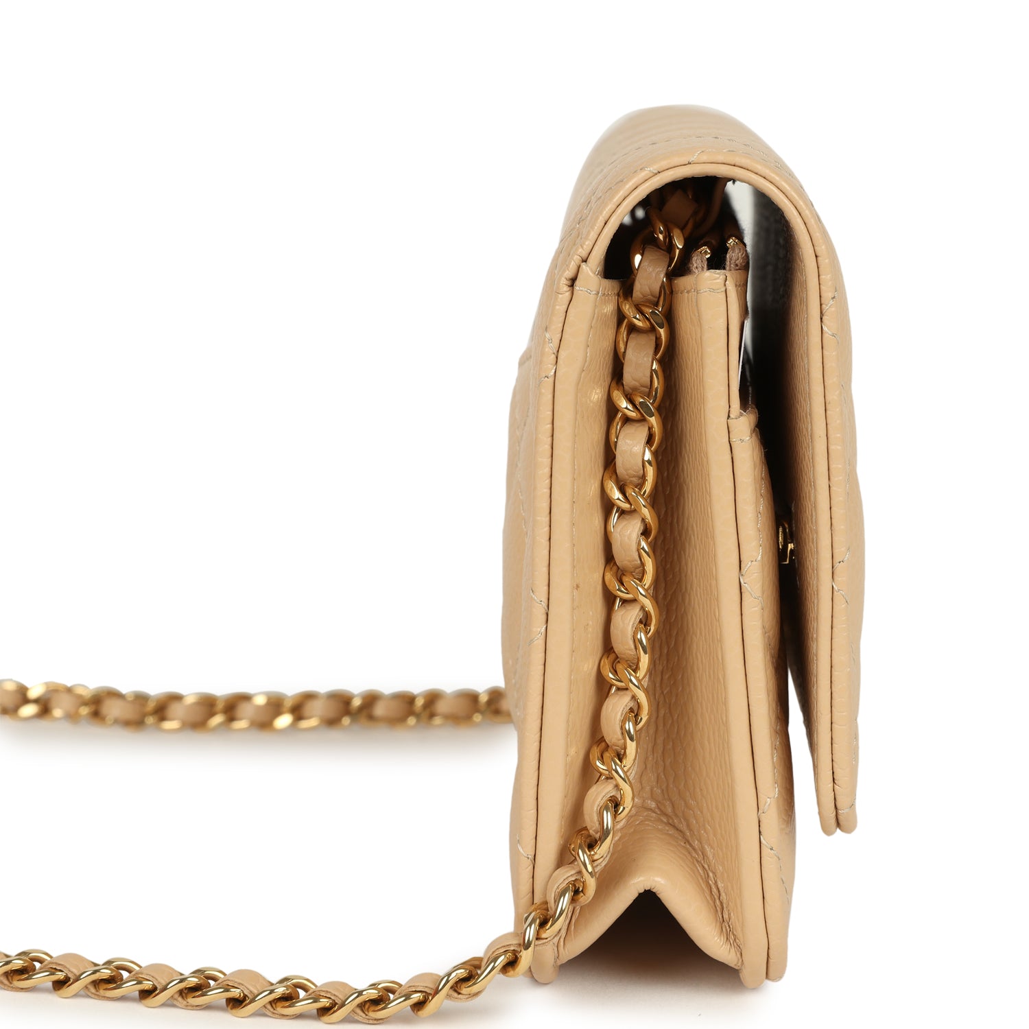 Chanel Wallet On Chain WOC Beige Caviar Gold Hardware