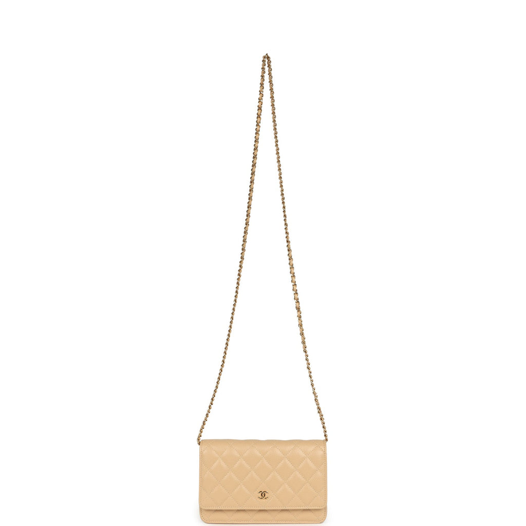 Chanel Wallet On Chain WOC Beige Caviar Gold Hardware