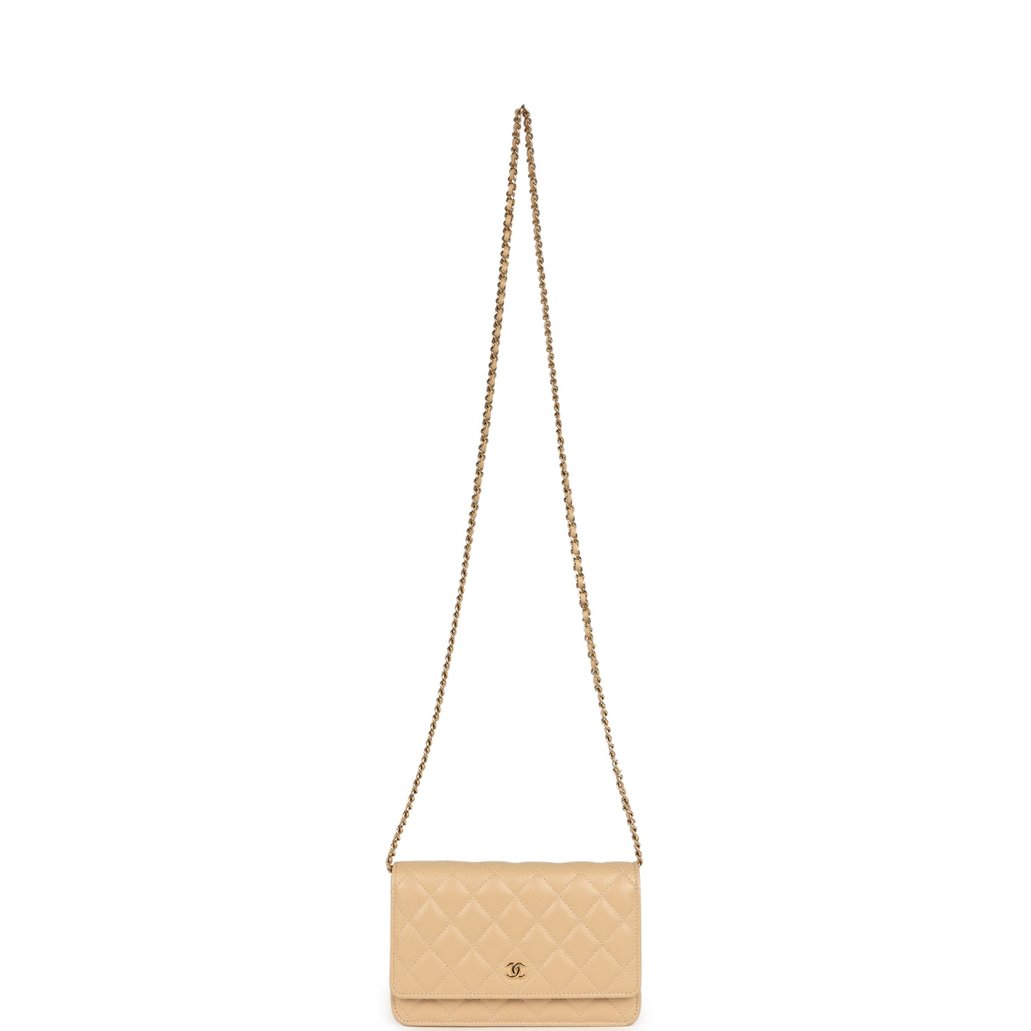 Chanel Wallet On Chain WOC Beige Caviar Gold Hardware