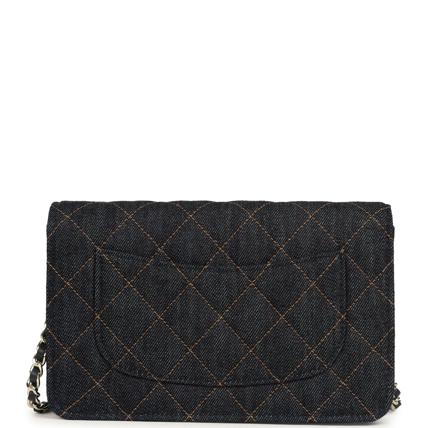 Chanel Wallet On Chain WOC Dark Blue Denim Light Gold Hardware