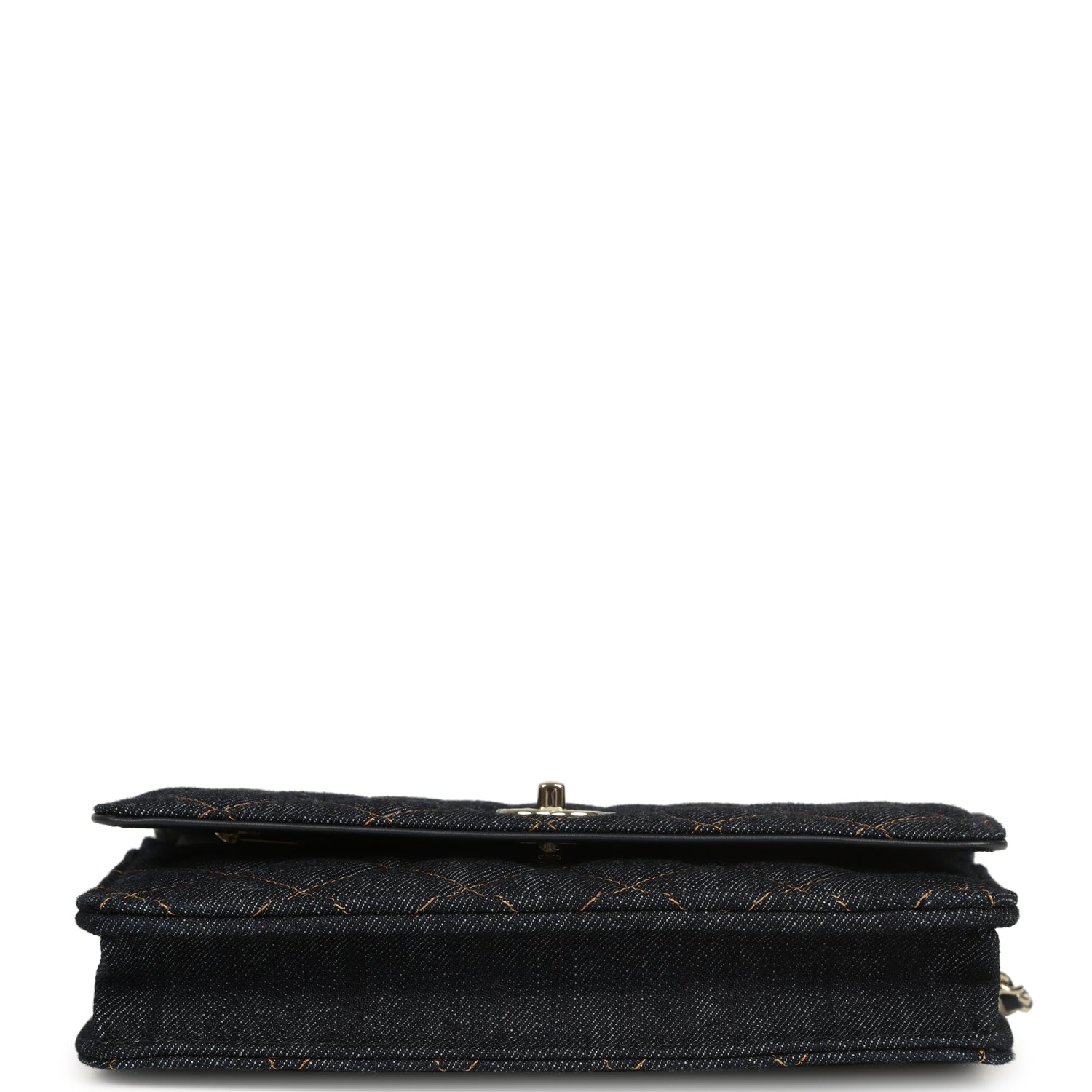 Chanel Wallet On Chain WOC Dark Blue Denim Light Gold Hardware