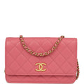 Chanel Classic Wallet On Chain WOC Pink Caviar Brushed Gold Hardware